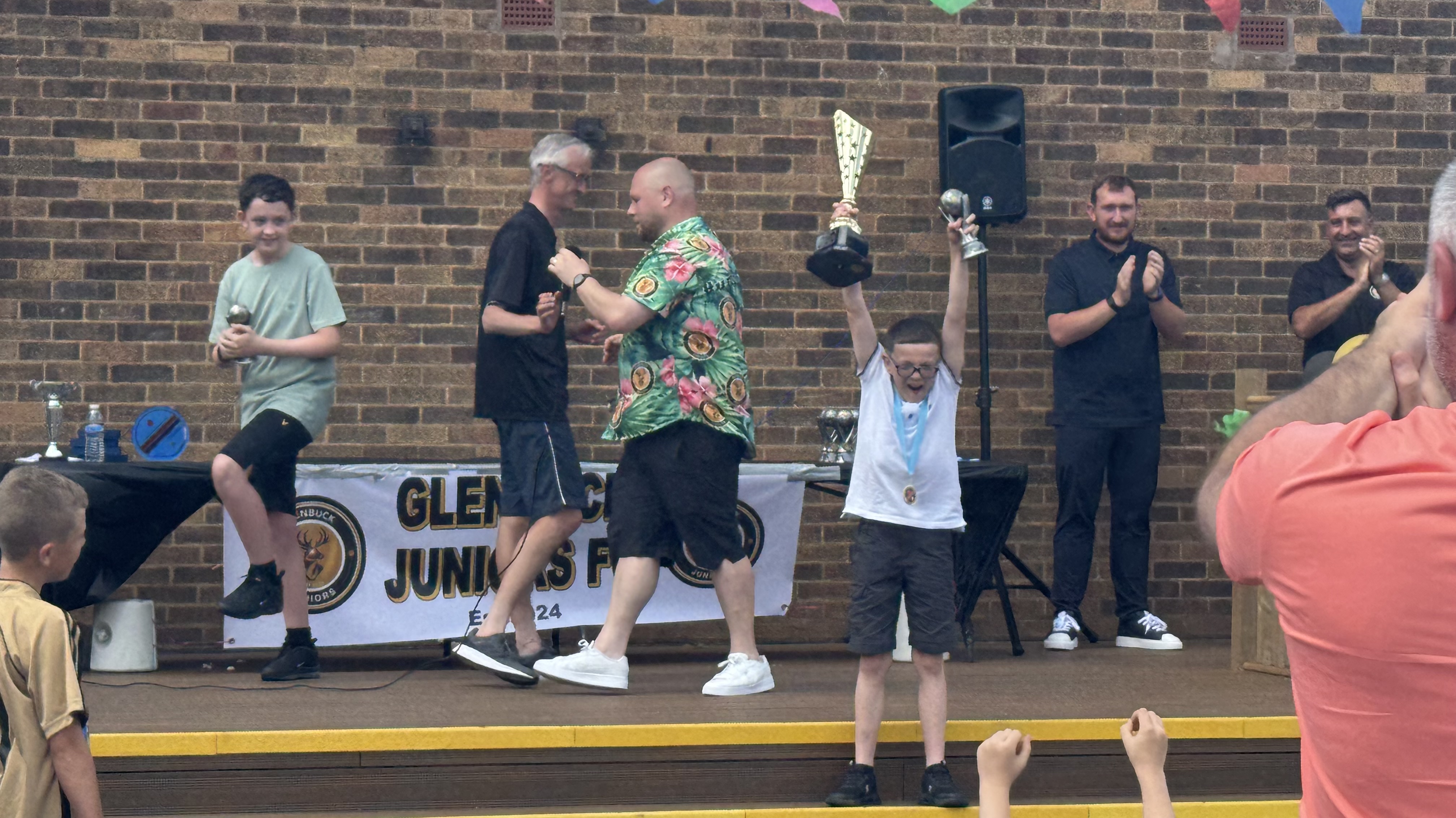 Club award player celebrating
