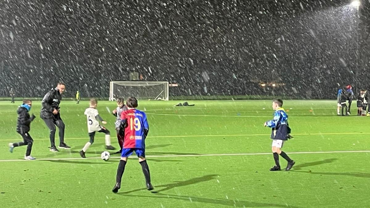 Players training hard in the snow
